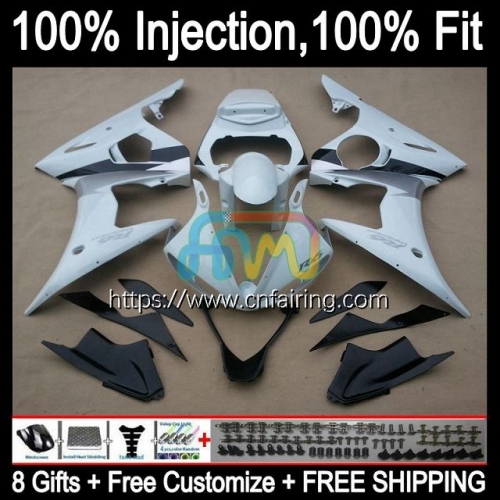 Injection Mold Bodys For YAMAHA YZF600 YZF R6 600CC White black YZF 600 R 6 CC YZF-600 YZFR6 03 04 05 YZF-R6 2003 2004 2005 OEM Fairings Kit 68HM.11