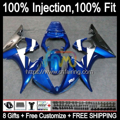 Injection Mold Bodys For YAMAHA YZF600 YZF R6 600CC YZF 600 R 6 CC YZF-600 YZFR6 03 04 05 YZF-R6 White blue 2003 2004 2005 OEM Fairings Kit 68HM.34