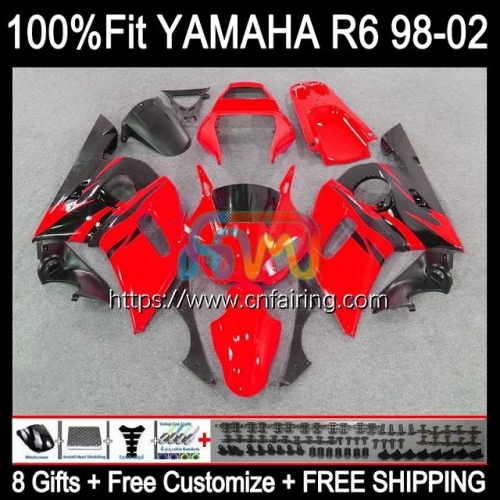 Injection Body For YAMAHA YZF R6 600 R 6 CC 600CC YZF-600 YZFR6 98 99 00 01 02 YZF-R6 YZF600 1998 1999 2000 2001 2002 Red Flames OEM Fairing 71HM.16