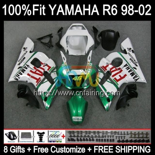 OEM Injection For YAMAHA YZF600 YZF R6 600 R 6 CC 600CC 1998 1999 2000 2001 2002 YZF-R6 YZF-600 YZFR6 98 99 00 01 02 Green FIAT Fairing Kit 71HM.76