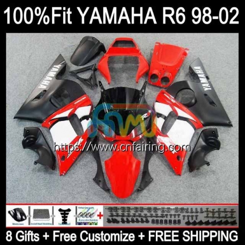 Injection Body For YAMAHA YZF R6 600 R 6 CC Red black 600CC YZF-600 YZFR6 98 99 00 01 02 YZF-R6 YZF600 1998 1999 2000 2001 2002 OEM Fairing 71HM.8