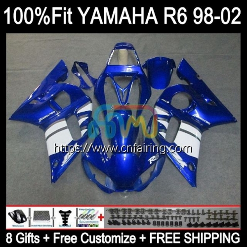 Injection Body For YAMAHA YZF R6 600 R 6 CC 600CC YZF-600 YZFR6 98 99 00 01 02 YZF-R6 YZF600 1998 1999 2000 2001 2002 OEM Stock Blue Fairing 71HM.37