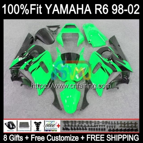 Injection Body For YAMAHA YZF R6 600 R 6 CC 600CC YZF-600 YZFR6 98 99 00 01 02 YZF-R6 YZF600 1998 1999 2000 2001 2002 Green black OEM Fairing 71HM.17