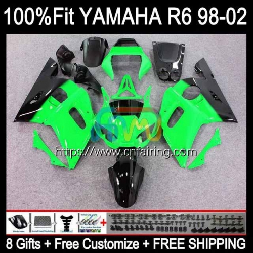 Injection Body For YAMAHA YZF R6 Green black 600 R 6 CC 600CC YZF-600 YZFR6 98 99 00 01 02 YZF-R6 YZF600 1998 1999 2000 2001 2002 OEM Fairing 71HM.22