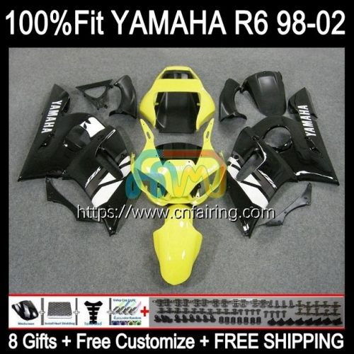 OEM Injection For YAMAHA YZF600 YZF R6 600 R 6 CC 600CC Yellow black 1998 1999 2000 2001 2002 YZF-R6 YZF-600 YZFR6 98 99 00 01 02 Fairing Kit 71HM.77