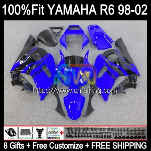 Injection Body For YAMAHA YZF R6 600 R 6 CC 600CC YZF-600 YZFR6 98 99 00 01 02 YZF-R6 YZF600 Blue black 1998 1999 2000 2001 2002 OEM Fairing 71HM.25