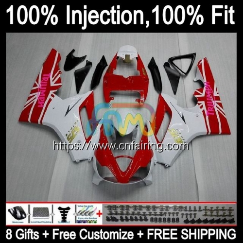 Injection mold Body For Triumph Daytona 675 WHITE RED 675R 02 03 04 05 06 07 08 Daytona675 2002 2003 2004 2005 2006 2007 2008 OEM Fairings 70HM.23