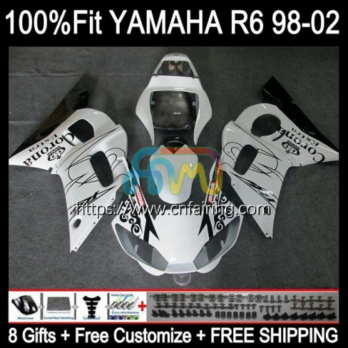 Injection Body For YAMAHA YZF R6 600 R 6 CC 600CC YZF-600 YZFR6 98 99 00 01 02 YZF-R6 YZF600 1998 1999 2000 2001 2002 OEM Black CORONA Fairing 71HM.33