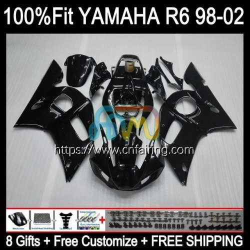 OEM Injection For YAMAHA YZF600 Gloss black YZF R6 600 R 6 CC 600CC 1998 1999 2000 2001 2002 YZF-R6 YZF-600 YZFR6 98 99 00 01 02 Fairing Kit 71HM.65