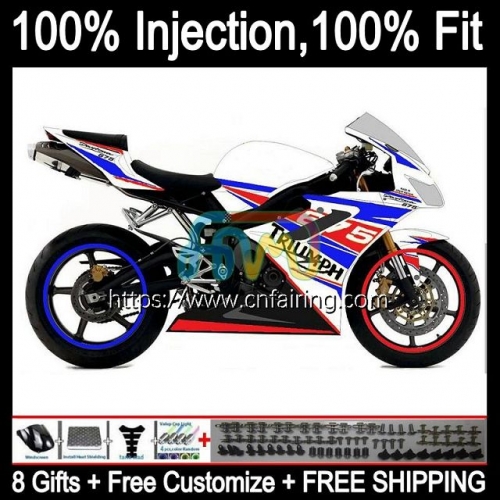 Injection mold For Triumph Daytona 675 675R 2002 2003 2004 2005 2006 2007 2008 Bodys Daytona675 White blue 02 03 04 05 06 07 08 OEM Fairing 70HM.99