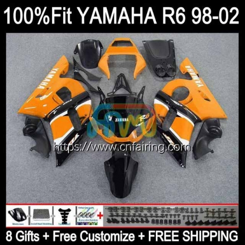 Injection Body For YAMAHA YZF R6 600 R 6 CC 600CC YZF-600 YZFR6 98 99 00 01 02 YZF-R6 YZF600 1998 1999 2000 2001 2002 Black Orange OEM Fairing 71HM.28