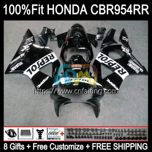 OEM Injection For HONDA CBR 900 954 RR CC CBR900RR CBR954RR 2002 2003 Body CBR900 RR CBR954 RR CBR 900RR CBR 954RR Repsol Black 02 03 Fairing 77HM.63