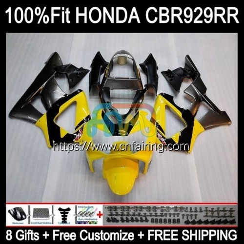 Body Injection For HONDA CBR 900 929 RR CC CBR929RR CBR900 RR 2000 2001 CBR 900RR CBR929 RR CBR900RR CBR 929RR Yellow black 00 01 OEM Fairing 78HM.78