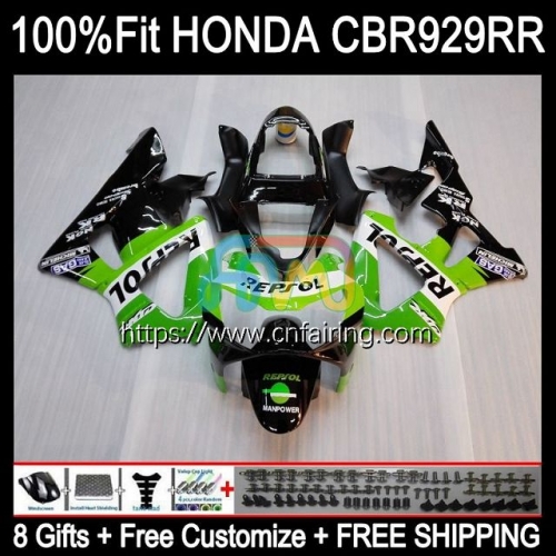 Body Injection For HONDA CBR 900 Green Repsol 929 RR CC CBR929RR CBR900 RR 2000 2001 CBR 900RR CBR929 RR CBR900RR CBR 929RR 00 01 OEM Fairing 78HM.76