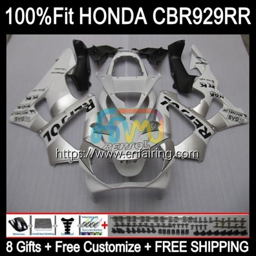 Body Injection For HONDA CBR 900 929 RR CC CBR929RR CBR900 RR 2000 2001 CBR 900RR CBR929 RR CBR900RR CBR Repsol White 929RR 00 01 OEM Fairing 78HM.56