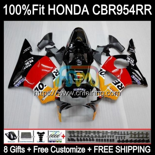 Injection Body For HONDA CBR900RR CBR954RR CBR 900 954 RR CC CBR900 RR CBR954 RR CBR 900RR 02 03 CBR 954RR 2002 2003 OEM Fairing Repsol Orange 77HM.0