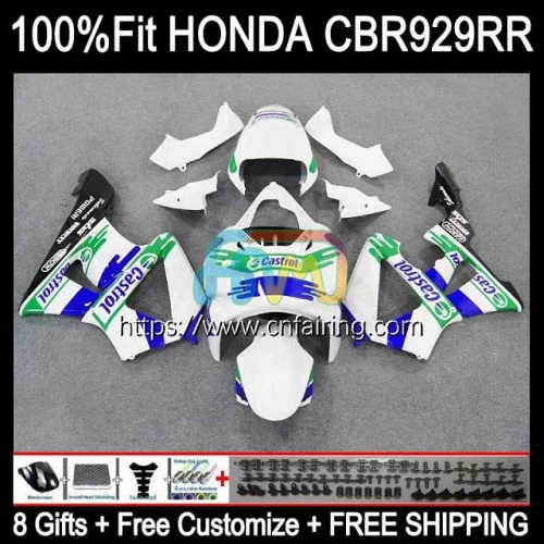 Injection OEM For HONDA CBR 900 929 RR CC CBR900 RR CBR900RR CBR929RR Body CBR 900RR CBR929 Castrol Blue RR 00 01 CBR 929RR 2000 2001 Fairing 78HM.20