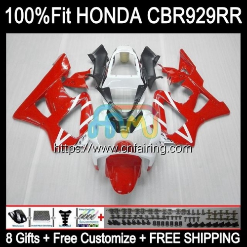 Body Injection For HONDA CBR 900 929 RR CC CBR929RR CBR900 RR 2000 2001 White red CBR 900RR CBR929 RR CBR900RR CBR 929RR 00 01 OEM Fairing 78HM.75