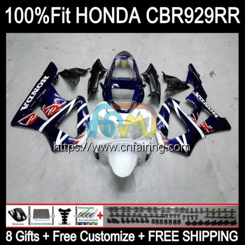 Body Injection For HONDA CBR 900 929 RR CC CBR929RR CBR900 RR 2000 2001 CBR White blue 900RR CBR929 RR CBR900RR CBR 929RR 00 01 OEM Fairing 78HM.72