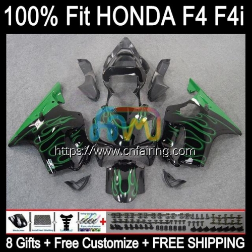 Injection OEM For HONDA CBR 600F4i CBR 600 FS 600CC CBR600 F4i Body CBR600F4i 01 02 03 CBR 600 F4i Green Flames F 4i CC 2001 2002 2003 Fairing 76HM.38