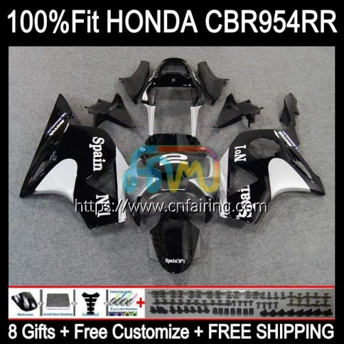 Injection Body For HONDA CBR900RR Silver Black CBR954RR CBR 900 954 RR CC CBR900 RR CBR954 RR CBR 900RR 02 03 CBR 954RR 2002 2003 OEM Fairing 77HM.4