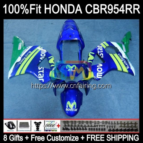 Injection Body For HONDA CBR900RR CBR954RR CBR 900 954 RR CC CBR900 RR CBR954 RR CBR 900RR 02 03 CBR 954RR Movistar Blue 2002 2003 OEM Fairing 77HM.31