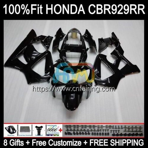 Body Injection For HONDA CBR 900 929 RR CC CBR929RR CBR900 RR 2000 2001 CBR 900RR CBR929 RR CBR900RR CBR Gloss black 929RR 00 01 OEM Fairing 78HM.80