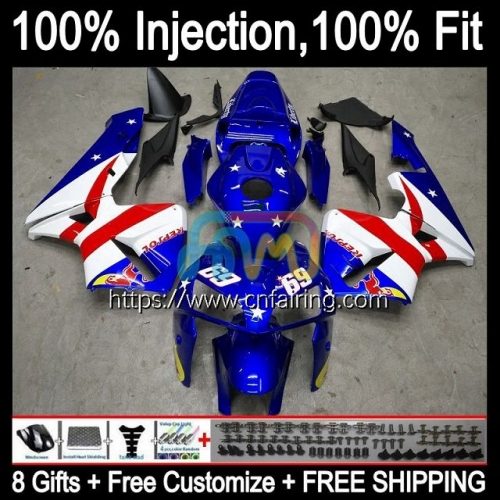 Injection Mold OEM For HONDA CBR600RR CBR 600RR 600F5 600CC Blue white CC 2003 2004 Bodys CBR600F5 CBR600 RR F5 CBR 600 CC RR 03 04 Fairing 80HM.110