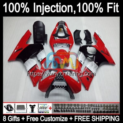 Injection mold Bodys For KAWASAKI NINJA ZX636 ZX 6R 600 CC 6 R ZX600 2003 2004 ZX-6R ZX-636 ZX Red silvery 636 600CC ZX6R 03 04 OEM Fairing 86HM.31