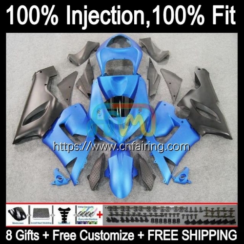 Injection mold OEM For KAWASAKI NINJA ZX-6R ZX636 ZX 6R 600 CC 6 R 05 Body ZX 636 600CC ZX6R 05 06 ZX600 Matte Blue ZX-636 2005 2006 Fairing 87HM.3