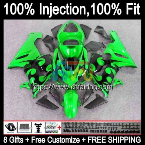 Injection mold OEM For KAWASAKI NINJA ZX Green black 6R 600 CC 6 R ZX600 ZX-636 2005 2006 Bodys ZX 636 600CC ZX-6R ZX636 ZX6R 05 06 Fairings 87HM.75