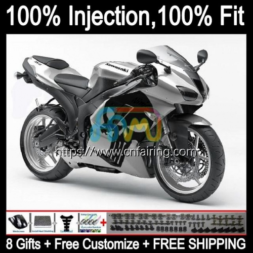 Injection Kit For KAWASAKI NINJA ZX 636 600CC ZX600 ZX-6R ZX-636 2007 2008 Body ZX 6R 600 CC 6 R ZX636 08 ZX6R 07 08 OEM Fairing Skull Grey 88HM.96