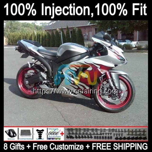 Injection Kit For KAWASAKI NINJA ZX 636 600CC ZX600 ZX-6R ZX-636 2007 2008 Body ZX 6R 600 CC Red Flames 6 R ZX636 08 ZX6R 07 08 OEM Fairing 88HM.77