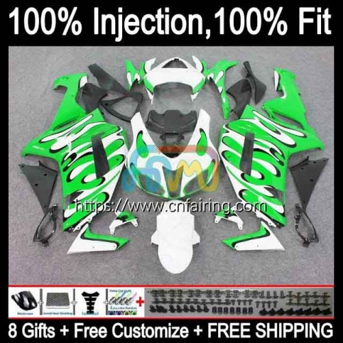 OEM Injection For KAWASAKI Green Flames NINJA ZX 636 600CC ZX-636 ZX636 08 Body ZX 6R 600 CC 6 R ZX6R 07 08 ZX600 ZX-6R 2007 2008 Fairing Kit 88HM.17