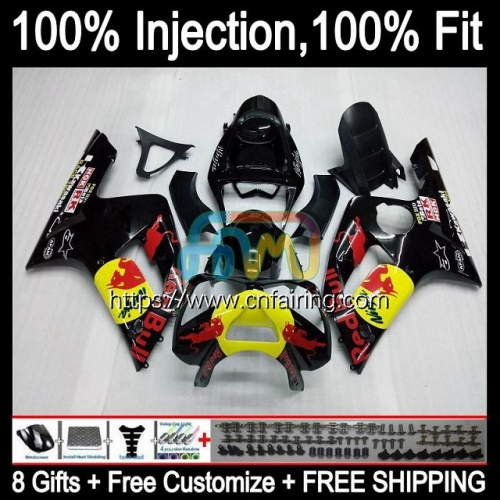 Injection mold Bodys For KAWASAKI NINJA ZX636 ZX 6R 600 CC 6 R ZX600 2003 2004 ZX-6R ZX-636 ZX 636 Black yellow 600CC ZX6R 03 04 OEM Fairing 86HM.32