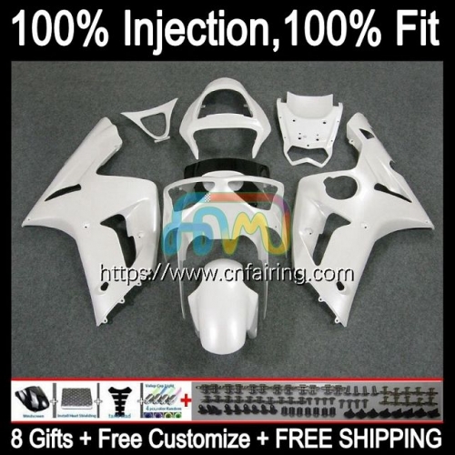 Injection mold Body For KAWASAKI NINJA ZX-636 ZX Pearl White 6R 600 CC 6 R ZX636 ZX 636 600CC ZX-6R ZX6R 03 04 ZX600 2003 2004 OEM Fairing 86HM.28