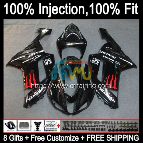 OEM Injection For KAWASAKI NINJA ZX 636 600CC ZX-636 ZX636 08 Body ZX Black red hot 6R 600 CC 6 R ZX6R 07 08 ZX600 ZX-6R 2007 2008 Fairing Kit 88HM.58