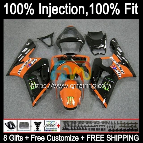 Injection mold Bodys For KAWASAKI NINJA ZX636 ZX 6R 600 CC 6 R ZX600 2003 2004 ZX-6R ZX-636 ZX 636 600CC ZX6R 03 04 OEM Fairing 86HM.30 Orange Black