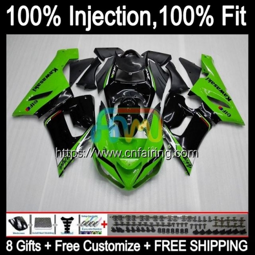 Injection mold OEM For KAWASAKI NINJA ZX 6R 600 CC 6 Green black R ZX600 ZX-636 2005 2006 Bodys ZX 636 600CC ZX-6R ZX636 ZX6R 05 06 Fairings 87HM.54