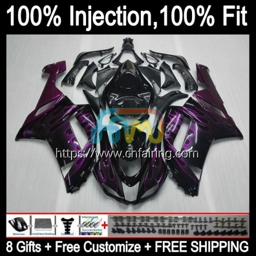 Injection Kit For KAWASAKI NINJA ZX 636 600CC ZX600 ZX-6R ZX-636 2007 2008 Body ZX 6R 600 CC 6 R ZX636 08 ZX6R 07 08 OEM Fairing 88HM.71 Purple Flames