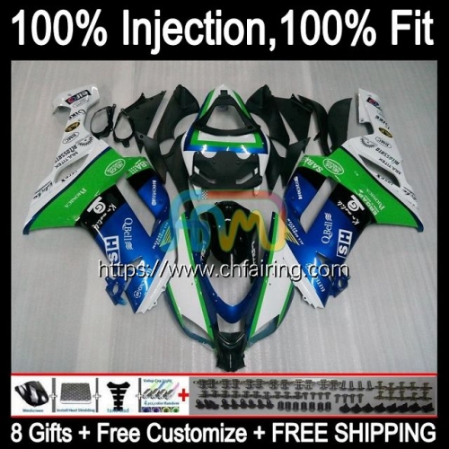 Injection Kit For KAWASAKI NINJA ZX 636 600CC Blue green ZX600 ZX-6R ZX-636 2007 2008 Body ZX 6R 600 CC 6 R ZX636 08 ZX6R 07 08 OEM Fairing 88HM.97