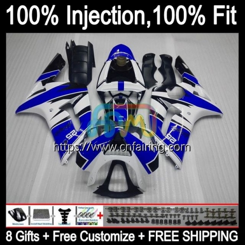 Injection mold Body For KAWASAKI NINJA ZX-636 ZX 6R White blue 600 CC 6 R ZX636 ZX 636 600CC ZX-6R ZX6R 03 04 ZX600 2003 2004 OEM Fairing 86HM.24