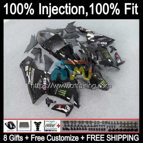 Injection mold OEM For KAWASAKI NINJA ZX-6R ZX636 ZX 6R 600 CC 6 R 05 Body ZX 636 600CC ZX6R Black white 05 06 ZX600 ZX-636 2005 2006 Fairing 87HM.7