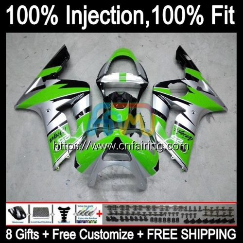 Injection mold Body For KAWASAKI NINJA ZX-636 ZX 6R 600 CC 6 R ZX636 ZX 636 600CC Green Silver ZX-6R ZX6R 03 04 ZX600 2003 2004 OEM Fairing 86HM.16