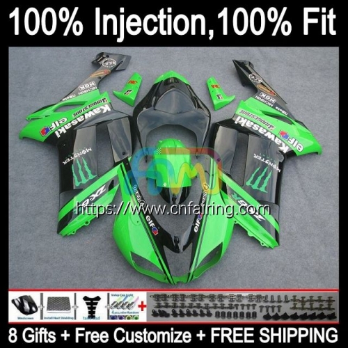 OEM Injection For KAWASAKI NINJA ZX 636 600CC ZX-636 ZX636 08 Body ZX 6R 600 CC 6 R ZX6R 07 08 ZX600 ZX-6R Green black 2007 2008 Fairing Kit 88HM.56