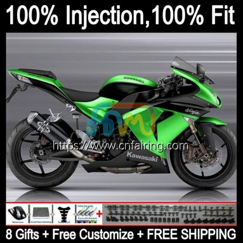 Injection Mold Kit For KAWASAKI NINJA ZX1000 C ZX 10R 10 R 1000CC 1000 CC Bodys ZX1000C ZX10R 06 07 ZX-10R 2006 2007 OEM Fairing Metallic Green 90HM.0