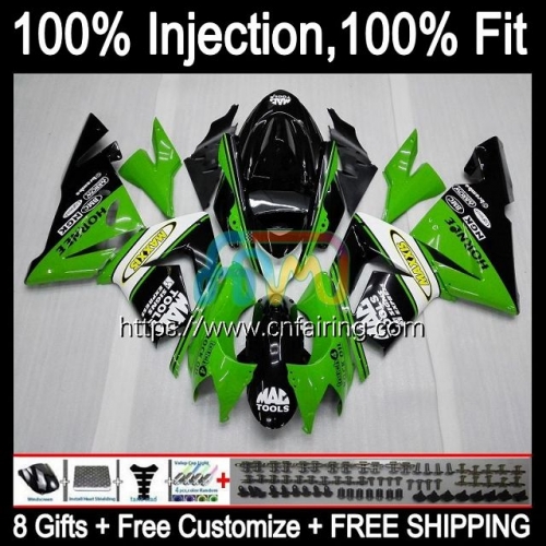 Injection Mold OEM For KAWASAKI NINJA ZX1000C ZX1000 C ZX-10R 2004 2005 Bodys ZX 10R 10 R 1000CC 1000 CC ZX10R Green black 04 05 ABS Fairing 89HM.51