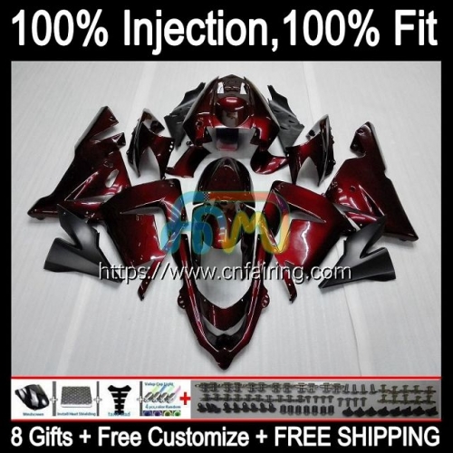 Injection Mold OEM For KAWASAKI NINJA ZX1000C ZX1000 C ZX-10R 2004 2005 Bodys ZX Wine Red hot 10R 10 R 1000CC 1000 CC ZX10R 04 05 ABS Fairing 89HM.48