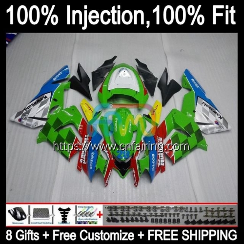 Injection Mold OEM For KAWASAKI NINJA ZX1000C ZX1000 C ZX-10R 2004 2005 Bodys ZX Red green 10R 10 R 1000CC 1000 CC ZX10R 04 05 ABS Fairing 89HM.56