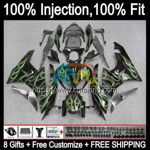 OEM Injection For KAWASAKI NINJA ZX-6R ZX 636 600CC 6R 600 CC 6 R ZX-636 ZX6R Green Flames 09 10 11 12 ZX600 ZX636 2009 2010 2011 2012 Fairing 91HM.7